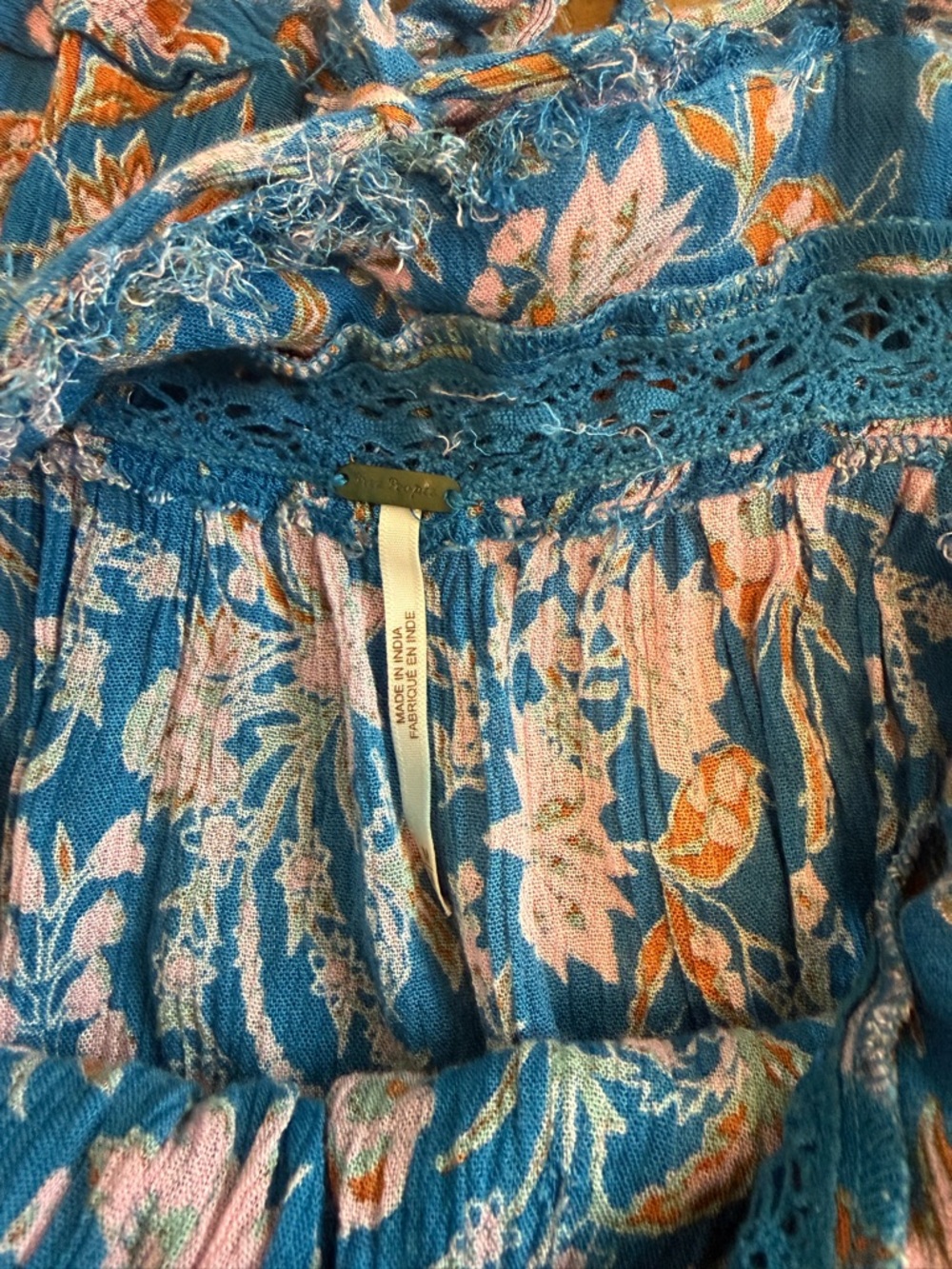 Free People Take Me With You Ruffle Mini Dress in Blue Fruit Punch Combo - Picture 6 of 9